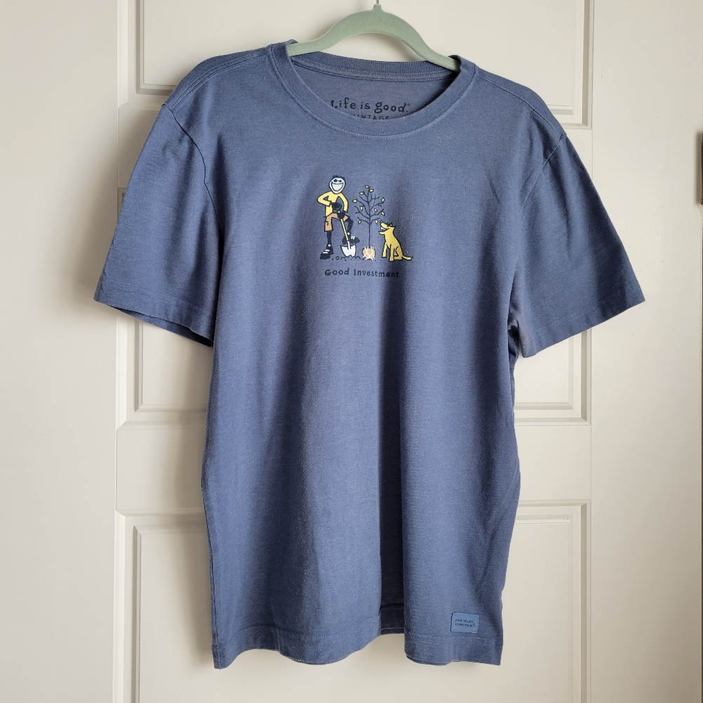 Life is Good Vintage Men's Tee Shirt Blue Size M  Short Sleeves